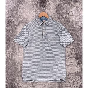 Faherty Polo Shirt Small Mens Short Sleeve Salt Wash Indigo Stripe